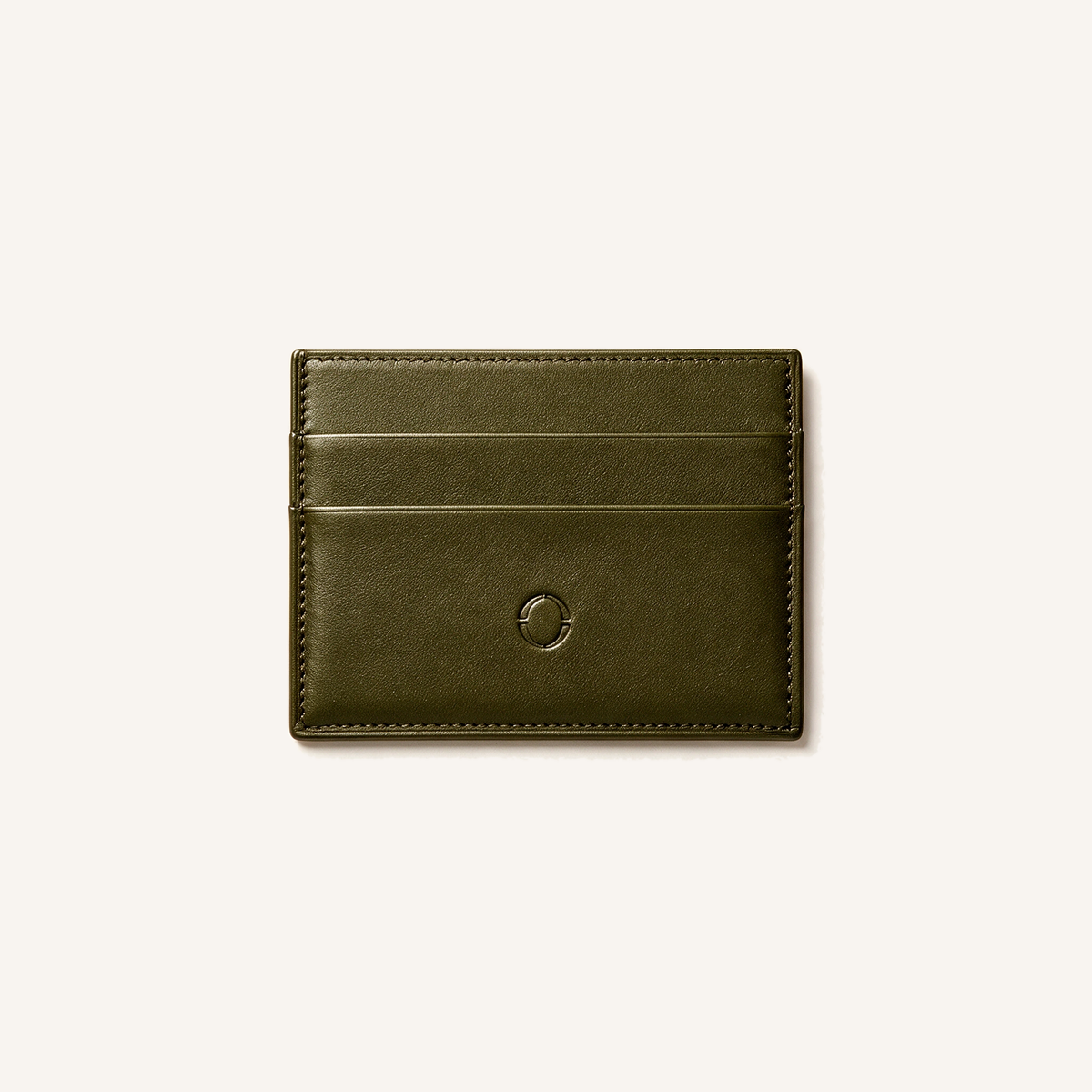 Porte-cartes OSZI First Touch en cuir d'agneau plongé kaki, vue de face