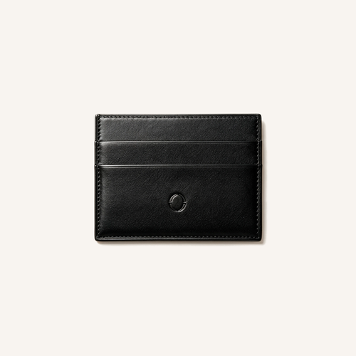 Porte-cartes OSZI First Touch en cuir d'agneau plongé noir, vue de face