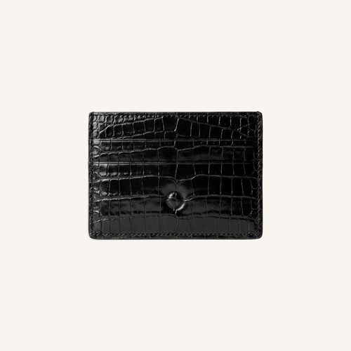Porte-cartes OSZI First Touch en cuir d'alligator noir mat, vue de face